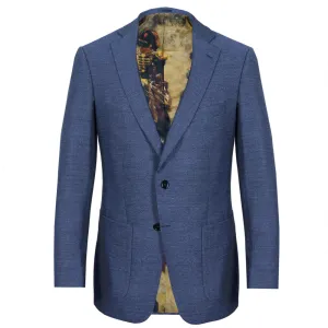 Light Blue Herringbone Merino Wool Jacket